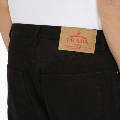 Shop Prada Black Jeans With Metal Logo Triangle Men