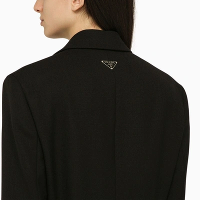 Shop Prada Black Single-breasted Jacket In Wool Women In Brown