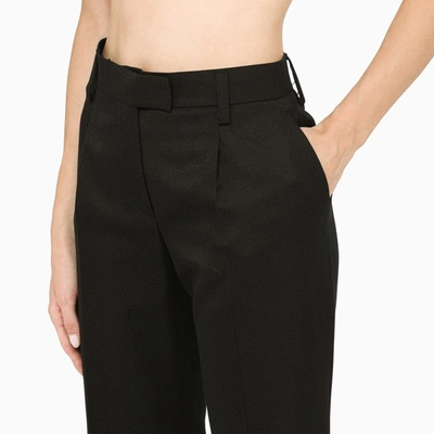 Shop Prada Black Wool Wide Bell-bottom Trousers Women