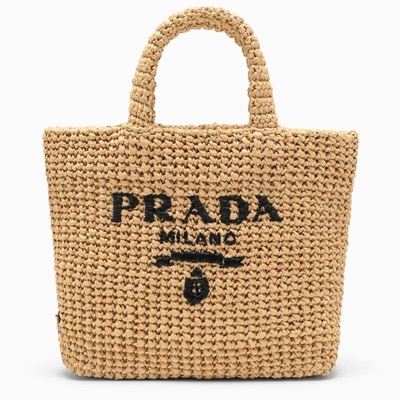 Shop Prada Natural Raffia Handbag Women In Cream