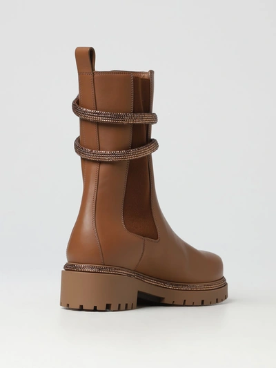Shop René Caovilla Rene Caovilla Flat Ankle Boots Woman Leather Woman In Brown