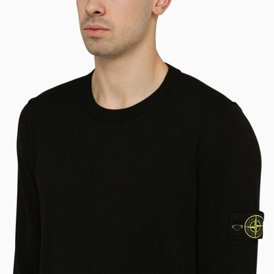 Shop Stone Island Black Crew-neck Pullover With Logo Men