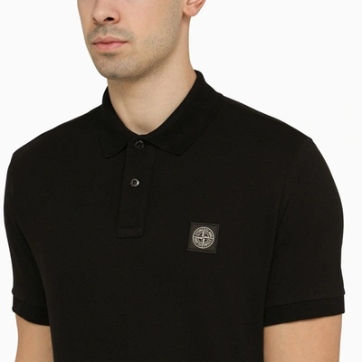 Shop Stone Island Black Short-sleeved Polo Shirt With Logo Men