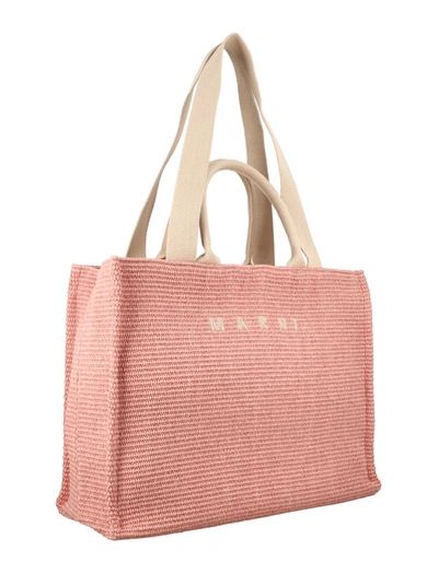 Shop Marni Raffia Large Tote Bag In Light Pink