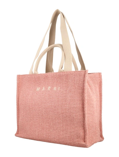Shop Marni Raffia Large Tote Bag In Light Pink