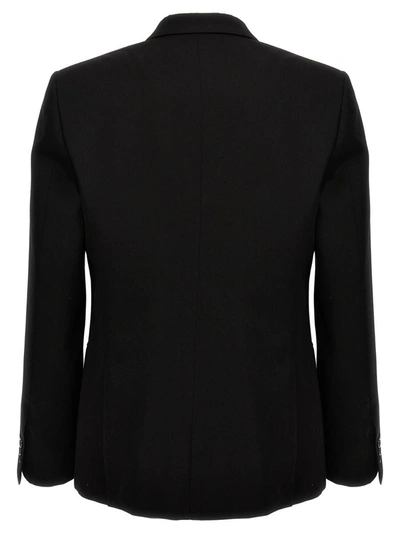 Off-white Double-breasted Tattoo Blazer With Satin Peak Lapel In Black