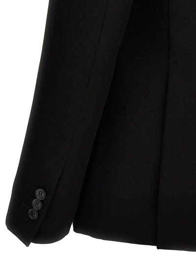 Off-white Double-breasted Tattoo Blazer With Satin Peak Lapel In Black
