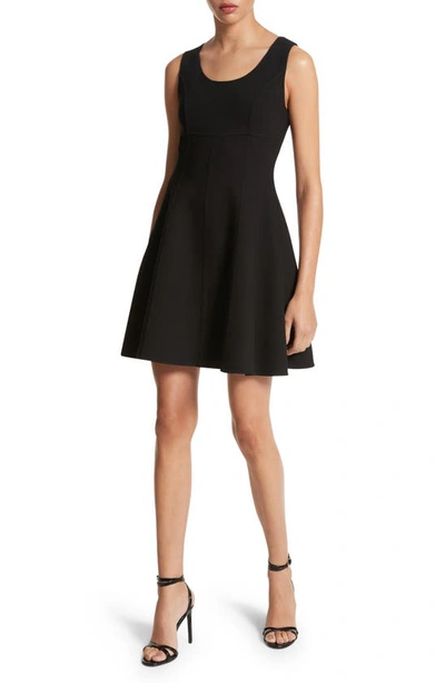 Shop Michael Kors Sleeveless Wool Blend Skater Dress In Black