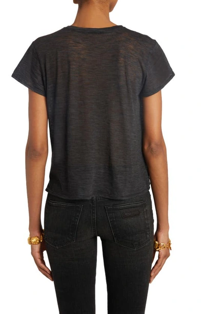 Shop Tom Ford Slub Cotton Blend Jersey T-shirt In Black