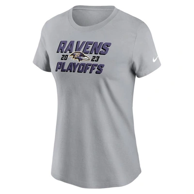 Shop Nike Gray Baltimore Ravens 2023 Nfl Playoffs Iconic T-shirt
