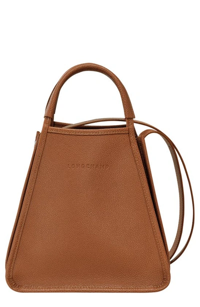 Shop Longchamp Le Foulonné Leather Top Handle Bag In Caramel