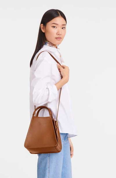 Shop Longchamp Le Foulonné Leather Top Handle Bag In Caramel