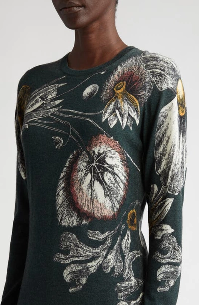 Shop Jason Wu Collection Placed Botanical Print Merino Wool Sweater In Seagreen Multi