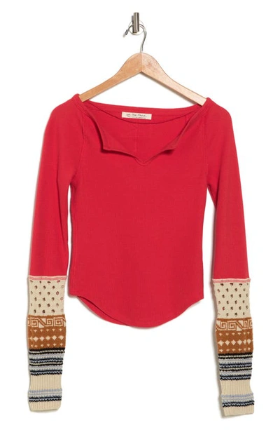 Shop Free People Cozy Craft Cuff Thermal Top In Red