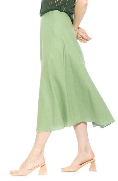 Shop Alexia Admor Brilyn Linen Midi Skirt In Sage