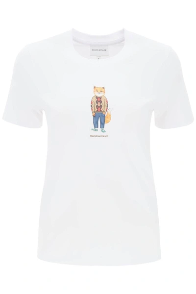 Shop Maison Kitsuné Maison Kitsune Dressed Fox T-shirt In White