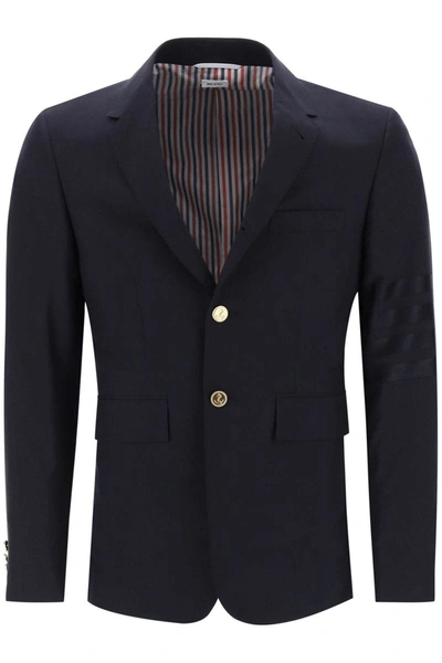 Shop Thom Browne Fit 1 Single-breasted 4-bar Wool Blazer In Blue