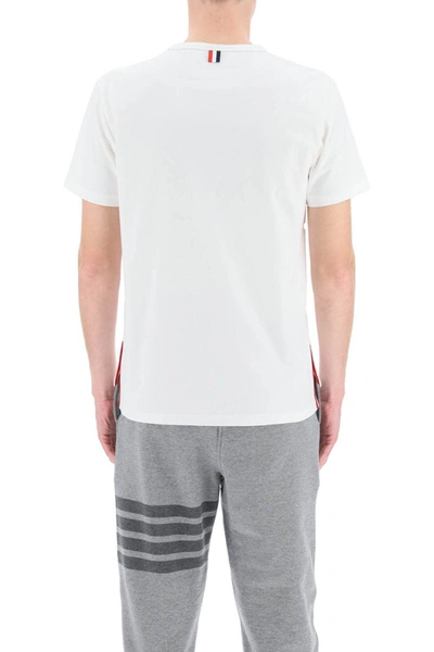 Shop Thom Browne T-shirt With Tricolor Pocket In White