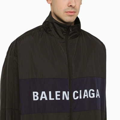 Shop Balenciaga Lightweight Nylon Jacket With Logo In Black
