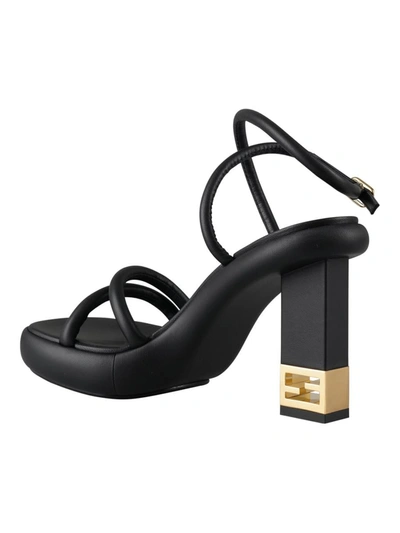 Shop Fendi Nappa Sandals Shoes In Black