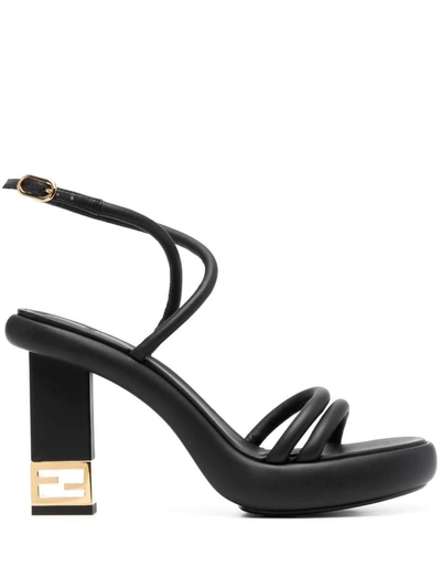 Shop Fendi Nappa Sandals Shoes In Black