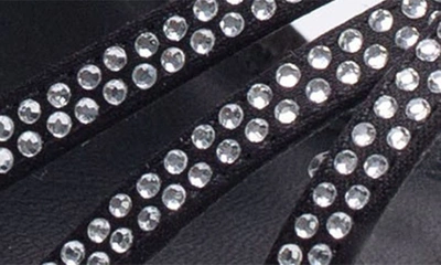 Black Suede Studio Gemma Strappy Crystal Heels In Black Satin Crystal Stones