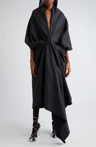 Shop Coperni Wool Blend Wrap Coat In Charcoal