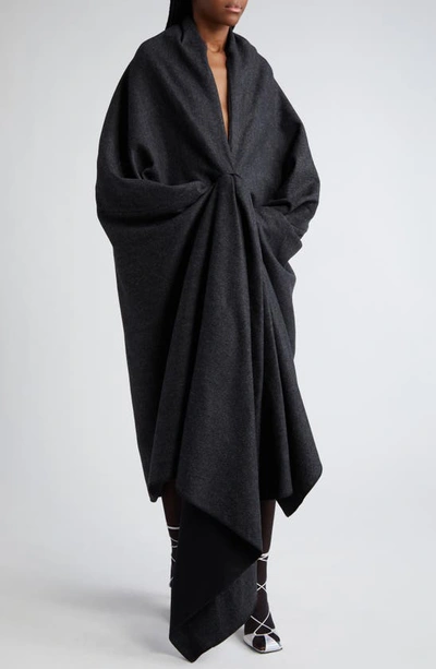 Shop Coperni Wool Blend Wrap Coat In Charcoal