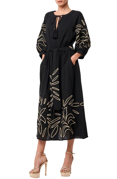 Shop Ciebon Eliza Embroidered A-line Dress In Black