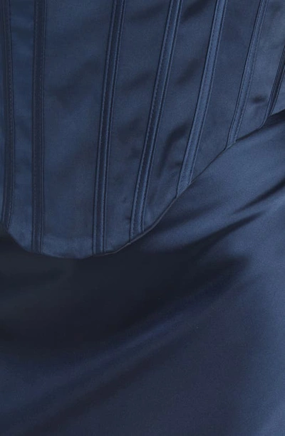 House Of Cb Dana Puff Sleeve Corset Top In Navy