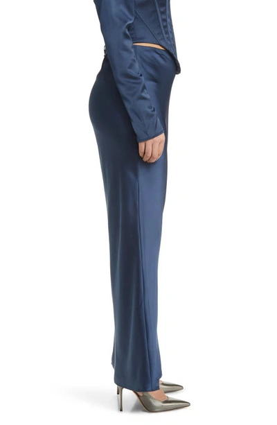 House Of Cb Charlene Satin Maxi Skirt In Navy