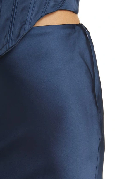 House Of Cb Charlene Satin Maxi Skirt In Navy