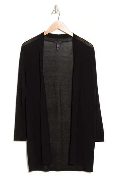 Shop Eileen Fisher Basic Organic Cotton Cardigan In Black
