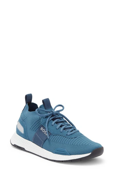 Shop Hugo Boss Titanium Sneaker In Turquoise