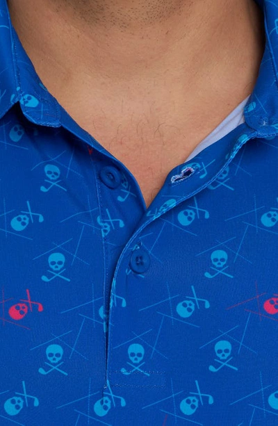 Shop Robert Graham Stinger Skull Print Short Sleeve Performance Golf Polo In Cobalt