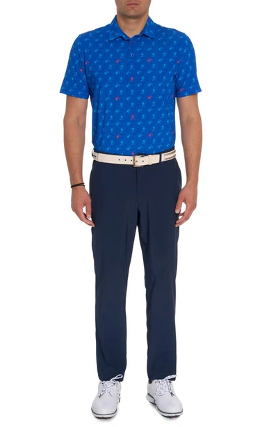 Shop Robert Graham Stinger Skull Print Short Sleeve Performance Golf Polo In Cobalt