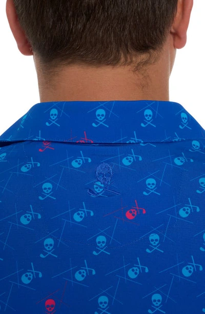 Shop Robert Graham Stinger Skull Print Short Sleeve Performance Golf Polo In Cobalt