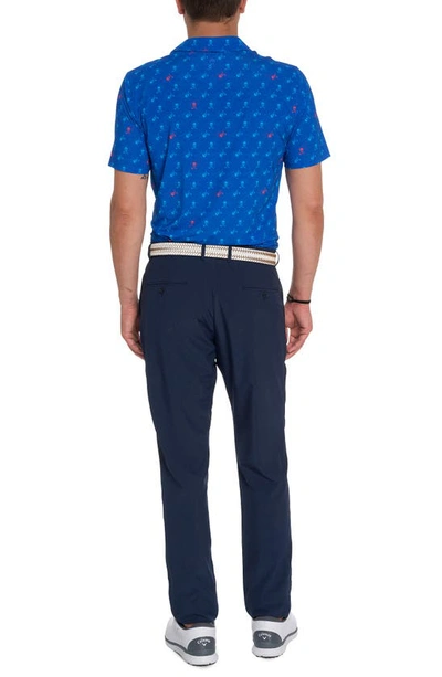 Shop Robert Graham Stinger Skull Print Short Sleeve Performance Golf Polo In Cobalt