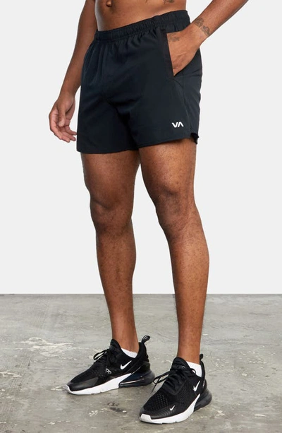 Shop Rvca Yogger Shorts In Black