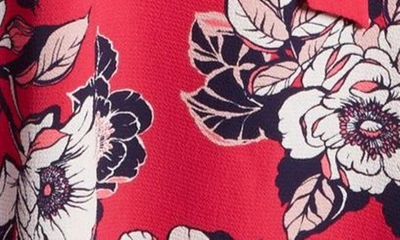 Eliza J Floral Ruched Bracelet Sleeve Dress In Berry