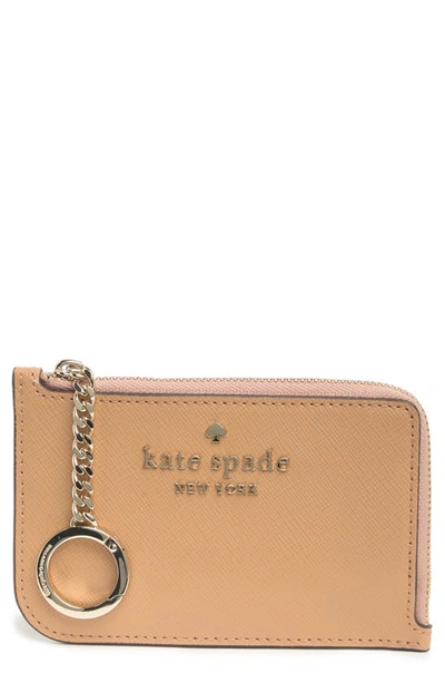 Shop Kate Spade Cameron Medium L-zip Card Holder In Light Fawn