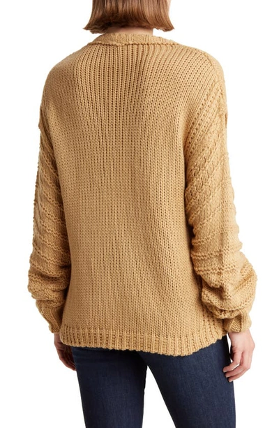 Shop Wishlist Long Puff Sleeve Sweater In Camel