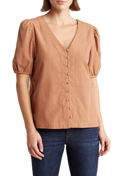 Shop Wishlist Button Cotton Corduroy Top In Clay