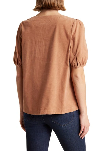 Wishlist Button Cotton Corduroy Top In Clay