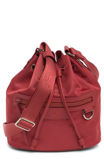 Shop Longchamp Neoprene Bucket Bag In Red