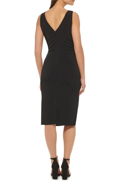 Shop Kensie Cowl Neck Jersey Sheath Dress In Black