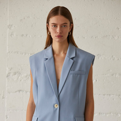 Shop Crescent Sasha Oversized Blazer Vest In Blue