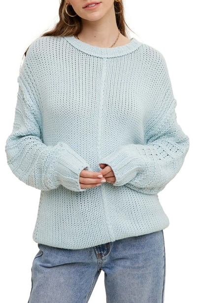 Shop Wishlist Long Puff Sleeve Sweater In M Blue
