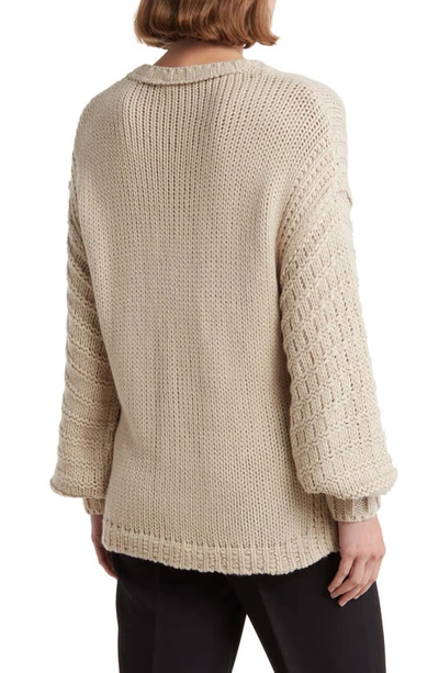 Shop Wishlist Long Puff Sleeve Sweater In Cream