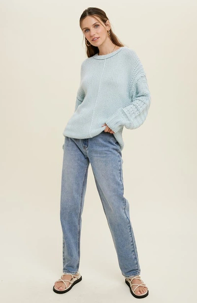 Shop Wishlist Long Puff Sleeve Sweater In M Blue